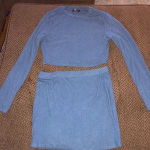Blue crop top and skirt set